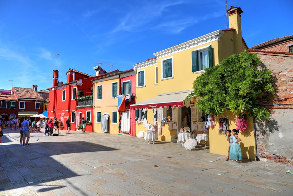 Burano colorful houses bright day