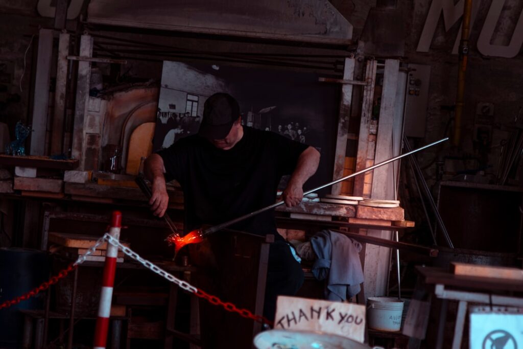 Murano glassblowing workshop demonstration