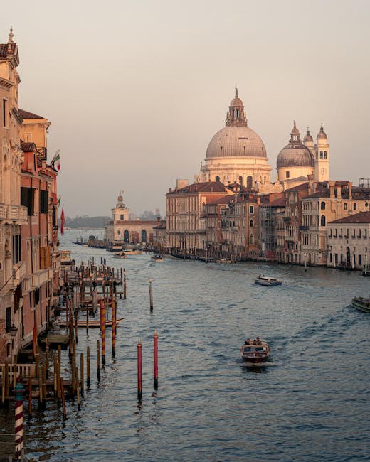 Santa Maria della Salute view from Grand Canal sunset