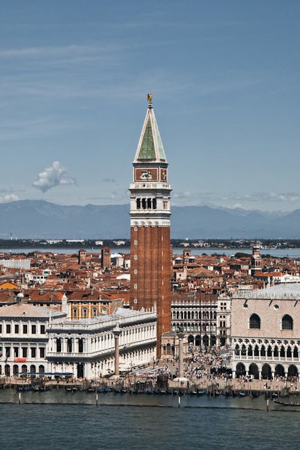 St Mark's Square rooftop view golden hour Basilica