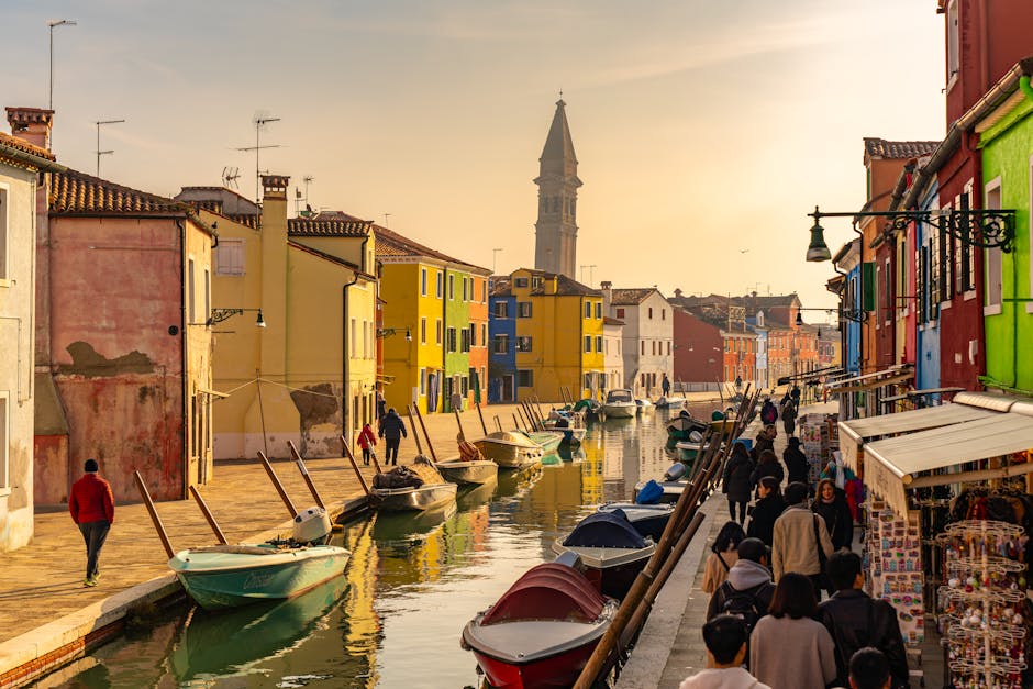 Sunrise colorful Burano canal