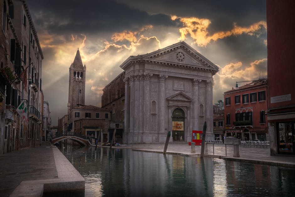 Venice canal sunset September sky