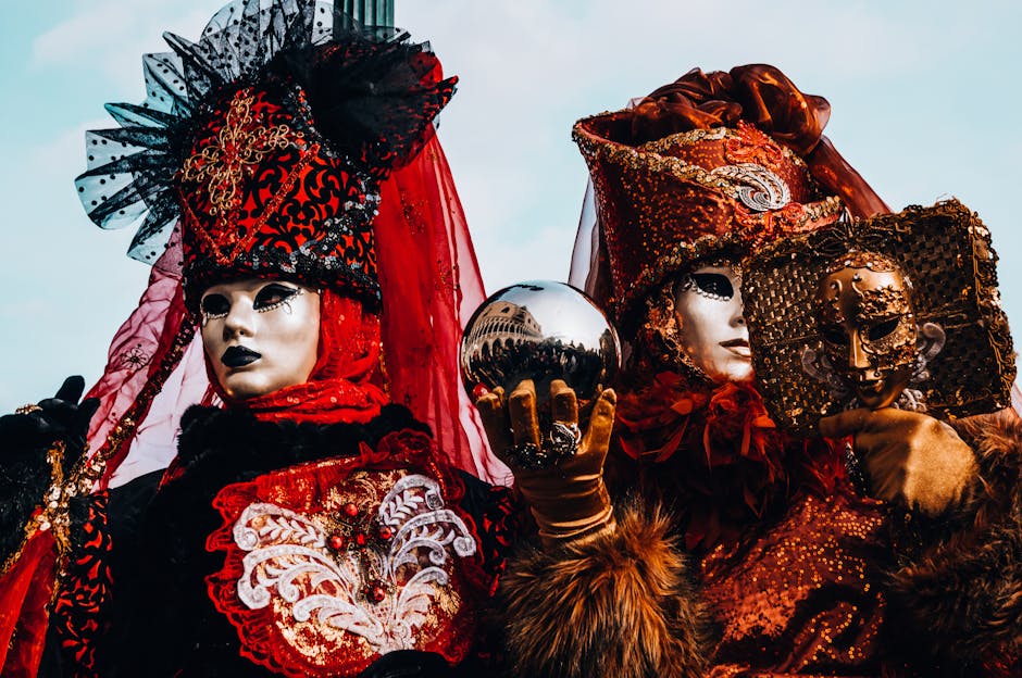 Venice Carnival masks closeup