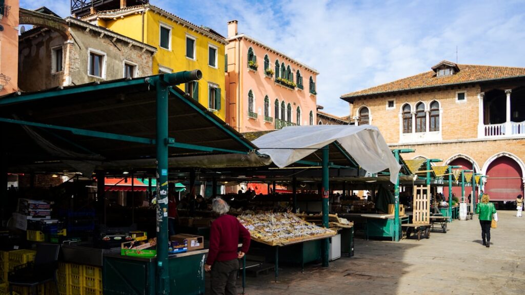 Venice Rialto Market morning stalls