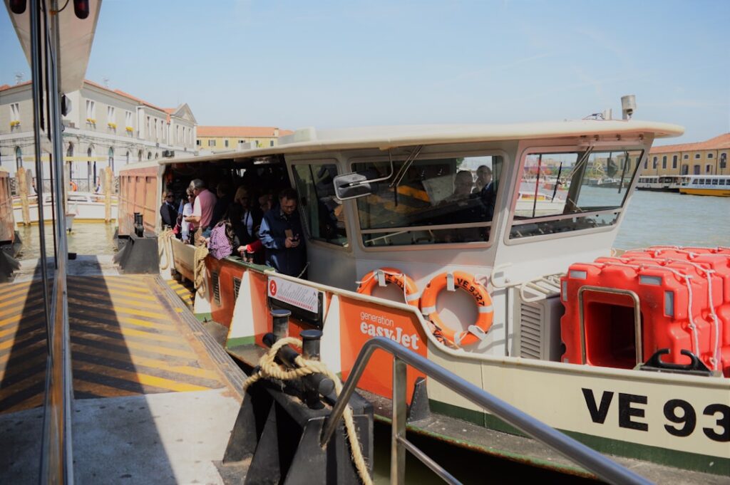 Venice vaporetto boarding morning