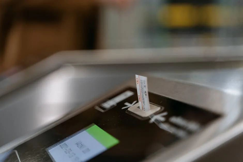Close-up of a vaporetto ticket being validated in Venice