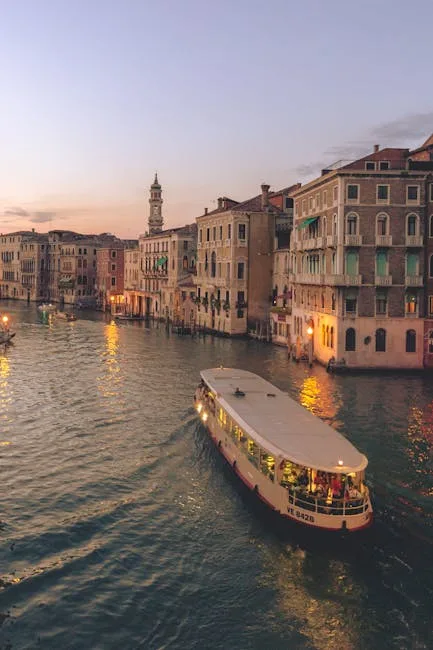 Venice vaporetto stop sunset canal