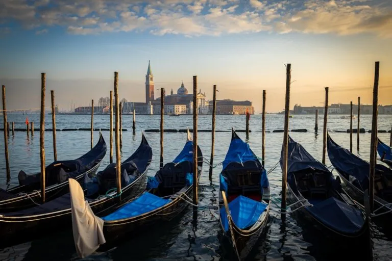 Venice gondola canal sunset view