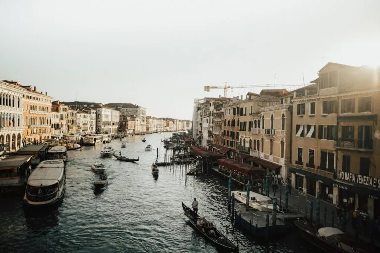 Venice gondola canal sunset